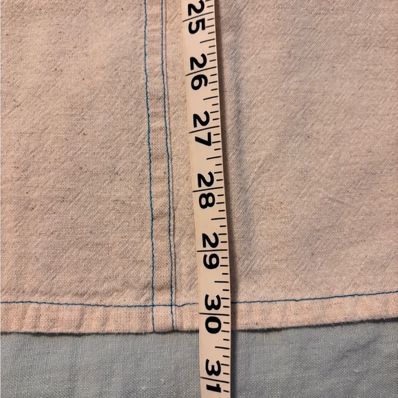 Anthropologie Cotton Linen Blend Apron Natural/Blue Contrast - Picture 4 of 6
